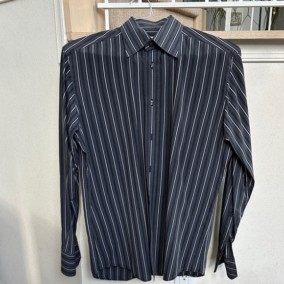 Versace Black and White Striped Dress Shirt - Picture 1 of 7